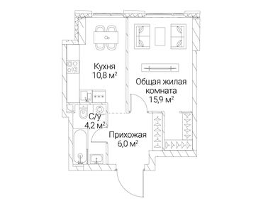 1-комнатная 36.90 кв.м, ЖК «Сезар Силика», 23 616 000 руб.