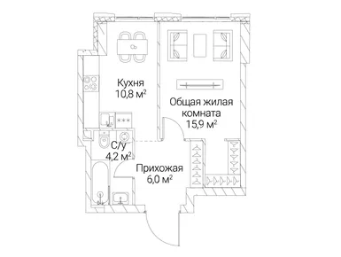1-комнатная 36.90 кв.м, ЖК «Сезар Силика», 23 616 000 руб.