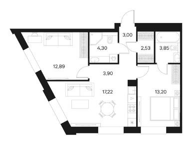 Планировки двухкомнатные в ЖК Forst (Форст)