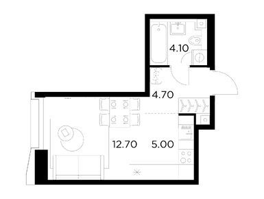 1-комнатная 26.40 кв.м, ЖК «Яркий квартал Injoy» (Инджой), 17 395 800 руб.