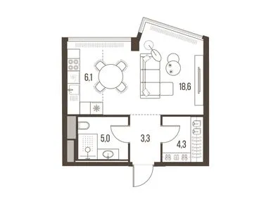 1-комнатная 37.30 кв.м, ЖК HIGH LIFE (Хай Лайф), 44 785 737 руб.