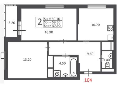 Планировки двухкомнатные в Жилой дом «3-я Прядильная ул., з/у 10»