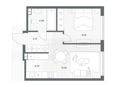 1-комнатная 41.13 кв.м, ЖК TATE (Тейт), 21 635 270 руб.