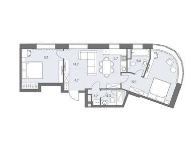 Планировки трехкомнатные в ЖК «Родина Переделкино»