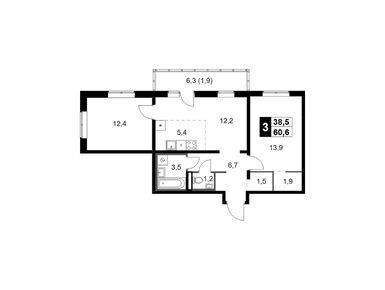 Планировки трехкомнатные в ЖК «1-й Ясеневский» (Первый Ясеневский)