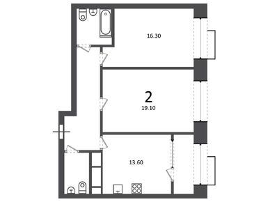 Планировки двухкомнатные в Жилой дом «Клинская ул., д. 2А»