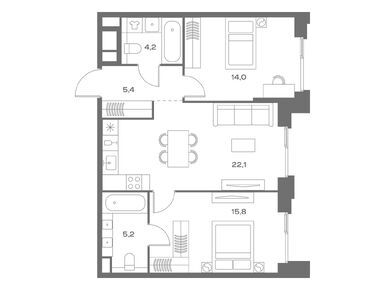 Планировки двухкомнатные в ЖК SOUL (Соул)