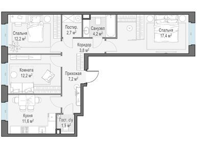 Планировки трехкомнатные в ЖК «Новое Пушкино»