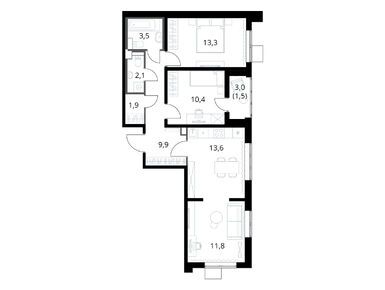 Планировки трехкомнатные в ЖК «1-й Южный» (Первый Южный)