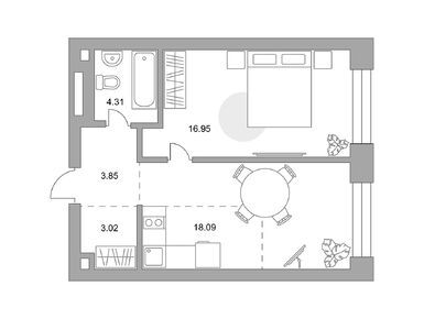1-комнатная 46.22 кв.м, ЖК MYPRIORITY Павелецкая (Май Приорити Павелецкая), 28 454 956 руб.