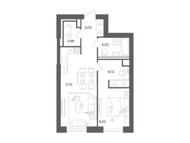 1-комнатная 50.52 кв.м, ЖК «УЛЬТИМА Сити», 21 565 472 руб.