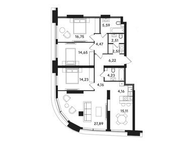 Планировки четырехкомнатные в ЖК Solos (Солос)