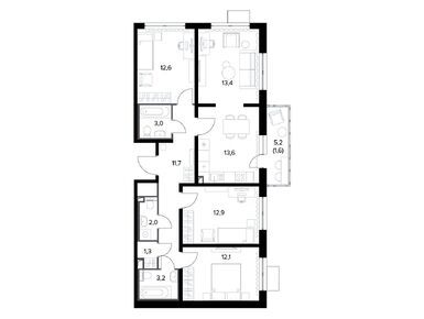 Планировки четырехкомнатные в Жилой район «Южная Битца»