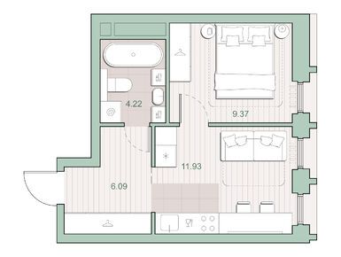 Планировки однокомнатные в ЖК «Среда на Кутузовском»