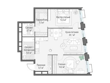 Планировки трехкомнатные в ЖК TopHILLS (ТопХиллс)