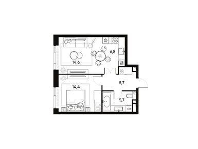 2-комнатная 47.20 кв.м, Жилой квартал PRIDE (Прайд), 30 914 041 руб.