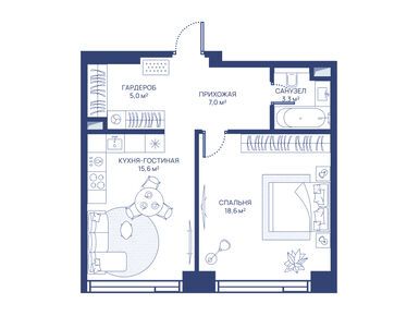 1-комнатная 49.50 кв.м, ЖК «СВЕТ», 21 227 006 руб.