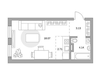 Студия 28.05 кв.м, ЖК «Аникеевский», 5 412 890 руб.