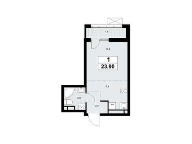 Студия 23.90 кв.м, Жилой район «Родные кварталы», 8 520 828 руб.