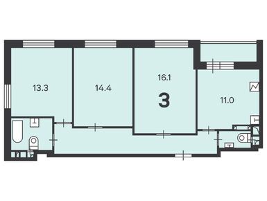 3-комнатная 71.40 кв.м, Жилой дом «Молодцова ул., д. 25, к. 1», 19 270 860 руб.
