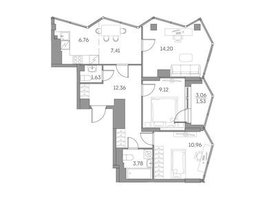 Планировки четырехкомнатные в ЖК «Аквилон BESIDE 2.0»