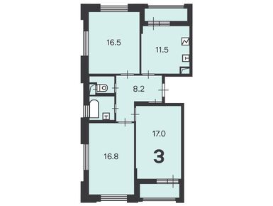 3-комнатная 75.00 кв.м, Жилой дом «Парковая ул., д. 33», 19 695 000 руб.