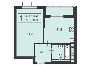 Планировки однокомнатные в Жилой дом «Амурская ул., д. 1, к. 1»