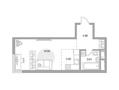 Студия 27.07 кв.м, ЖК «Аникеевский», 5 617 674 руб.