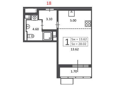 Планировки однокомнатные в Жилой дом «3-я Прядильная ул., влд. 4»