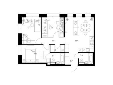 Планировки трехкомнатные в Строгино 360