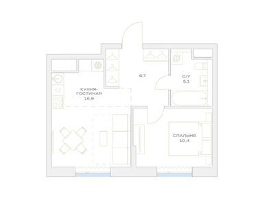 1-комнатная 39.10 кв.м, ЖК «Детали», 12 520 299 руб.