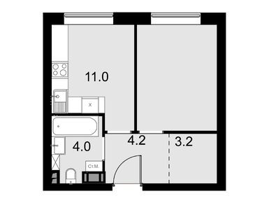 1-комнатные 33.60 кв.м, Дом Malevich, 12 364 800 руб.