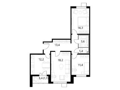 Планировки трехкомнатные в ЖК «1-й Лермонтовский»