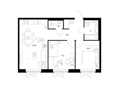 Планировки двухкомнатные в Люблинский парк