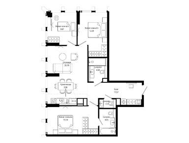 Планировки трехкомнатные в ЖК MOD (Мод)