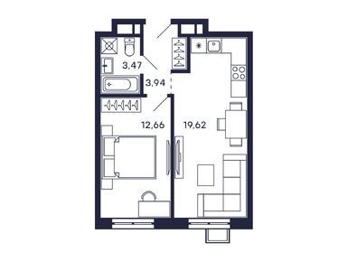 1-комнатная 39.69 кв.м, ЖК «Тетрис», 12 624 675 руб.