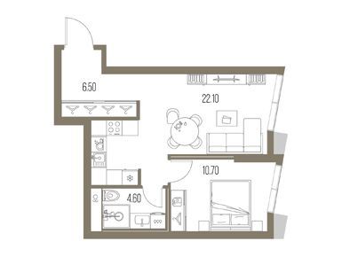 1-комнатная 43.90 кв.м, ЖК «Северный Порт», 23 366 214 руб.