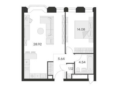 1-комнатные 54.30 кв.м, Клубный дом GloraX Premium Белорусская (Глоракс Премиум Белорусская), 30 969 999 руб.
