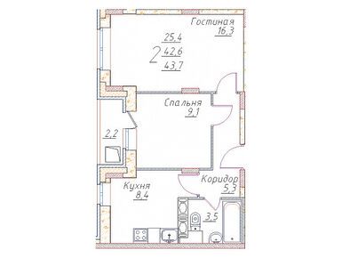 Планировки двухкомнатные в ЖК «Полет-Купавна»