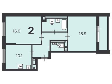 2-комнатная 56.30 кв.м, Жилой дом «Краснодарская ул., д. 6», 15 471 240 руб.