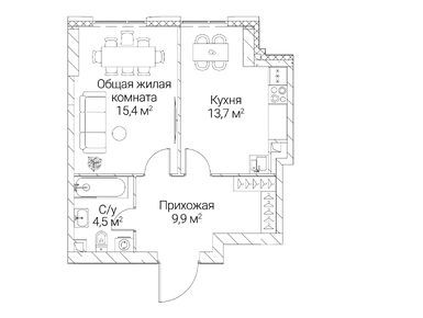 1-комнатная 43.50 кв.м, ЖК «Сезар Силика», 26 361 000 руб.
