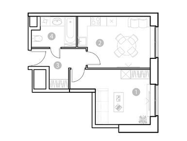 Планировки 1-к. апартаменты в «EVOPARK Сокольники» (ЭВОПАРК Сокольники)