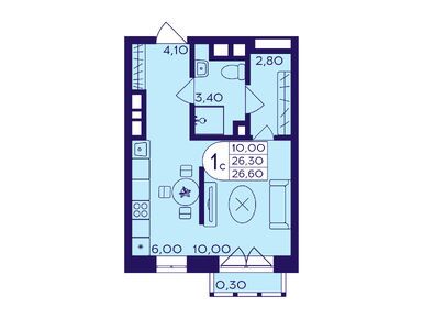 Студия 26.70 кв.м, ЖК «Героев», 6 701 700 руб.