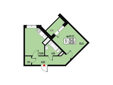 1-комнатная 42.00 кв.м, Эко-район «Борисоглебское», 6 893 000 руб.