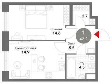 Планировки однокомнатные в Жилой комплекс Voxhall (Воксхолл)