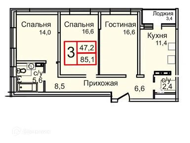 Планировки трехкомнатные в ЖК «Троицкий»
