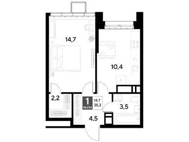 1-комнатная 35.30 кв.м, ЖК «Снегири», 6 262 219 руб.