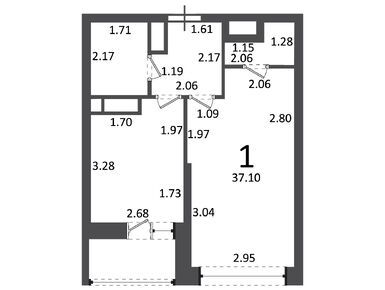 1-комнатная 37.10 кв.м, Жилой дом «6-я Радиальная ул., д. 7/1, к. 2», 14 088 572 руб.