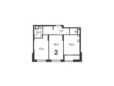 Планировки двухкомнатные в Жилой дом «Клинская ул., д. 2А, к. 7»