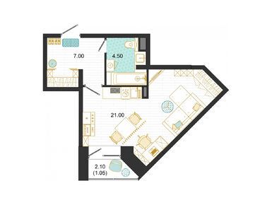 Студия 33.55 кв.м, ЖК «Оптима», 5 812 538 руб.